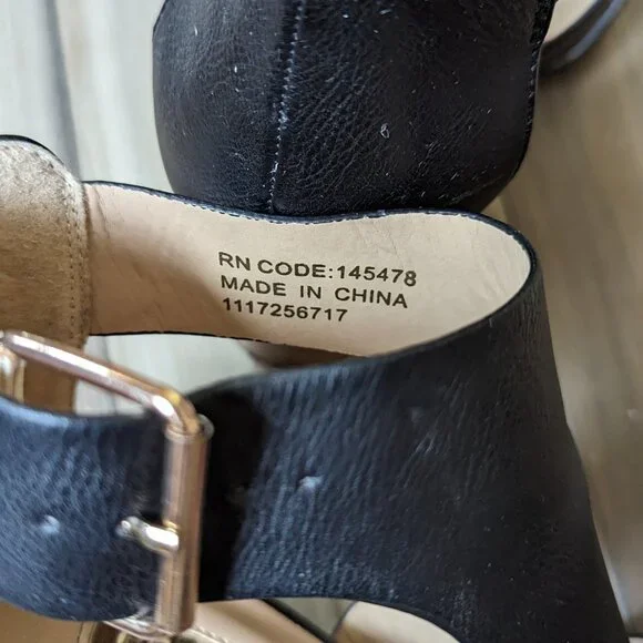 Primark Women's Blocked Heel Sandals Gold Buckle Black Strap 3 1/2” Heel… - Picture 4 of 14